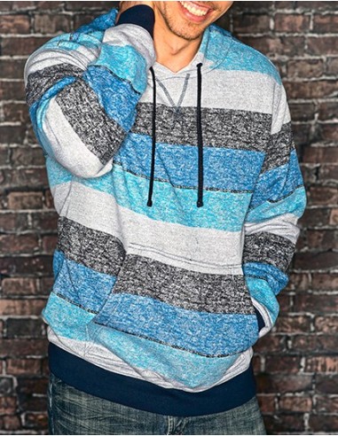 B-8603-Printed Striped Marl Pullover
